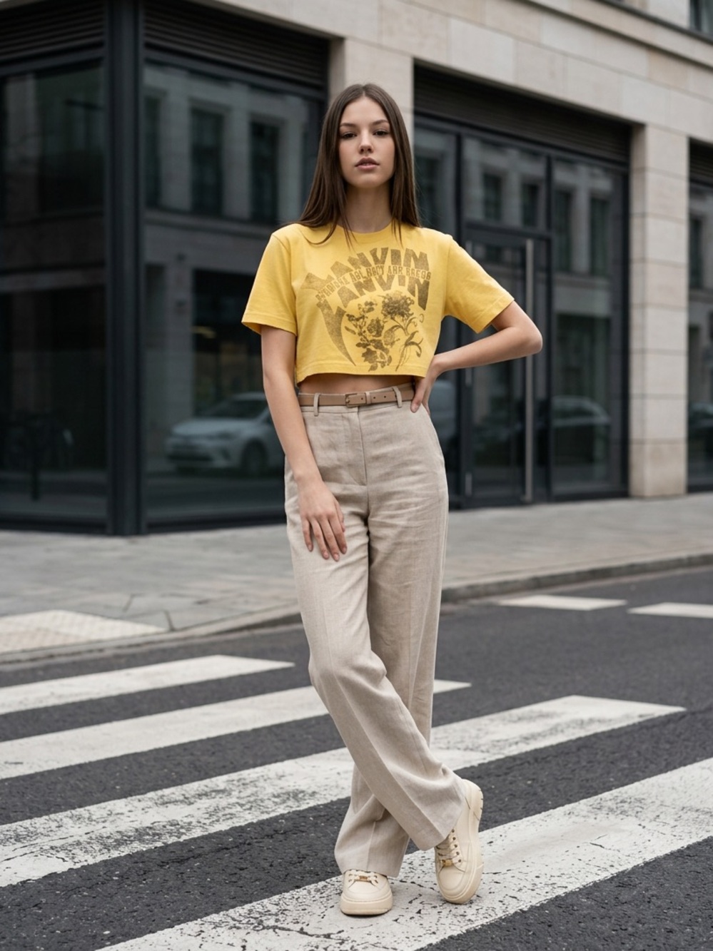 NWT** LANVIN x Future- Printed
Short Sleeve Cropped T-shirt - XS